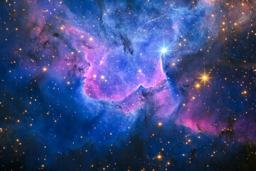 Wall Mural - Majestic cosmic nebula with bright stars in deep space