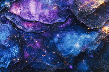 Wall Mural - Cosmic abstract art with vibrant purple and blue galaxy swirls