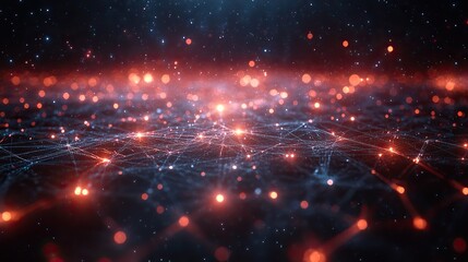 Wall Mural - a futuristic network of lines and grids represents the interconnectedness of people and information 