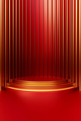 Sticker - Red and gold round product display stand background