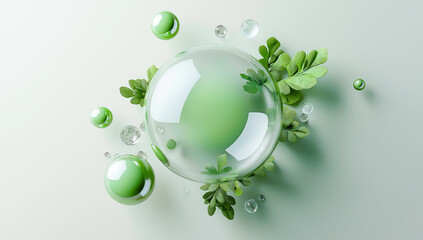 Wall Mural - Nature Inspired Spherical Design With Greenery