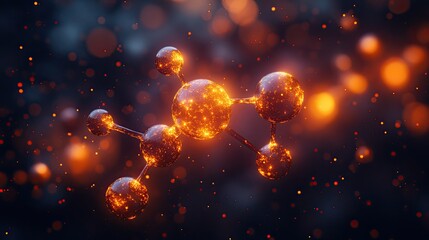 Wall Mural - a molecule abstract model represents science research in medicine or nanotechnology
