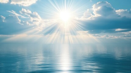 Canvas Print - Peaceful heavenly background - light from heaven, bright sunlight with reflection in sea