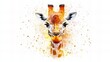 © Raul - A vibrant illustration of a giraffe with splashes of color, showcasing its distinctive features and graceful demeanor.