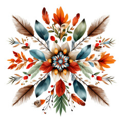 Wall Mural - Colorful floral arrangement with leaves and flowers in autumn hues