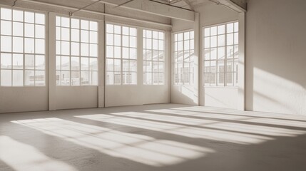 Wall Mural - Bright and Airy Open Space with Large Windows and Soft Shadows