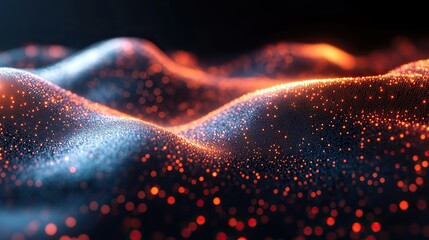 Wall Mural - digital sound waves and futuristic technology with software visualization represent big data transfe