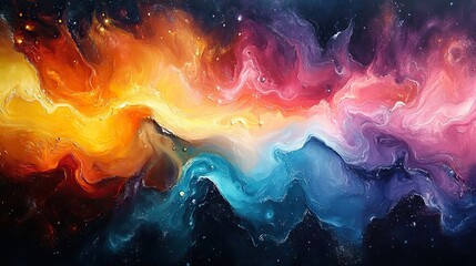 Wall Mural - fantasy oil painting with swirls of color creates a magical, liquid effect on canvas