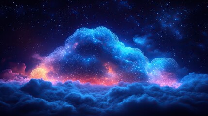 Wall Mural - futuristic technology wallpaper visualizes cloud computing software for big data transfer with inter