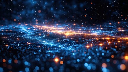 Wall Mural - lines of internet and big data connect, visualizing cloud storage, ai, and the complex world of codi