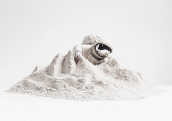 Fototapete - An astronaut emerges from a mound of sand, symbolizing exploration and discovery.