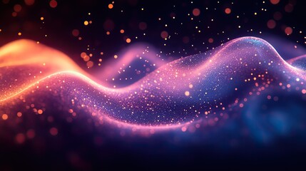 Wall Mural - sonic frequencies create a bokeh effect in a dark digital background, visualizing sound waves