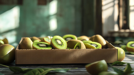 Wall Mural - kiwi, the fruit that is high in antioxidants, which helps slow down aging and wrinkles. It is high in vitamin C, which helps build collagen, strengthens the skin structure, and nourishes the skin