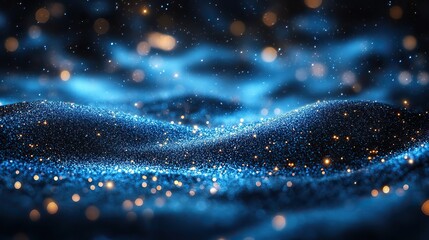 Wall Mural - teal glitter glows with particle bokeh, creating a festive celebration wallpaper concept