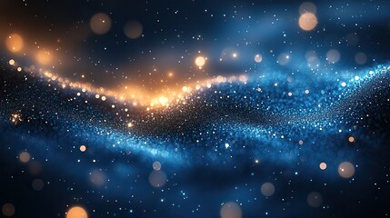 Wall Mural - teal glitter glows with particle bokeh, creating a festive celebration wallpaper concept
