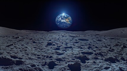 Wall Mural - the moon's surface and earth viewed from space, inspiring awe and wonder about the universe