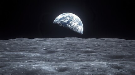 Wall Mural - the moon's surface and earth viewed from space, inspiring awe and wonder about the universe