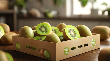 Wall Mural - kiwi, the fruit that is high in antioxidants, which helps slow down aging and wrinkles. It is high in vitamin C, which helps build collagen, strengthens the skin structure, and nourishes the skin