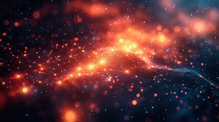 Wall Mural - an abstract bokeh background with a pattern of connected dots symbolizes binary data, cloud computin