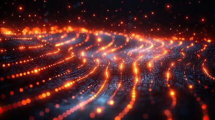 Wall Mural - an abstract technology background with algorithms, lights, and bokeh effects represents cybersecurit