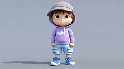 Aufkleber - A cute cartoon boy in casual attire, standing confidently with a playful expression.