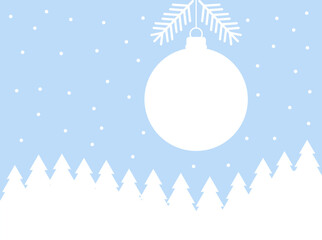 Wall Mural - Christmas ball ornament in winter wonderland. Holiday card background. Vector illustration.