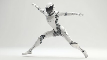 Fototapete - A humanoid robot in a dynamic pose, showcasing advanced design and technology.