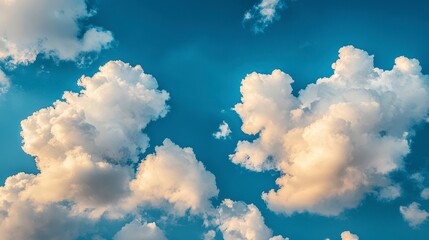 Wall Mural - Vivid cumulus clouds against a vibrant blue sky.
