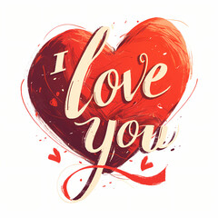 Wall Mural - The word 'I love you' written in cursive script, Valentine's Day themed clip art
