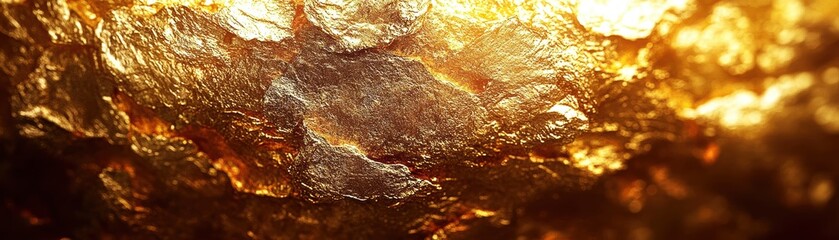 Wall Mural - Abstract texture of shimmering golden surface, natural light effects