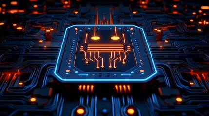Wall Mural - robotic cpu on circuit board.