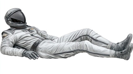 Poster - A realistic depiction of a lying astronaut in a space suit.