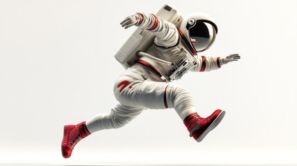 Poster - An astronaut in a dynamic pose, suggesting movement and exploration in space.