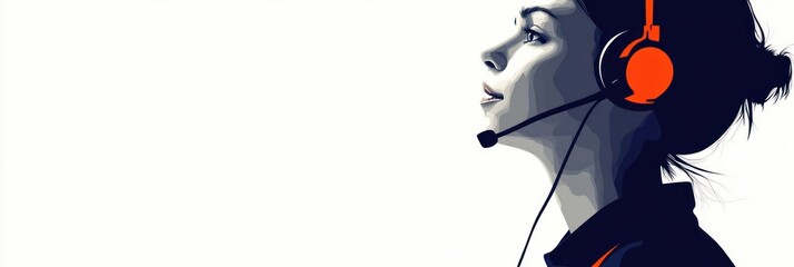 Aufkleber - A profile of a woman wearing a headset, symbolizing communication and support.