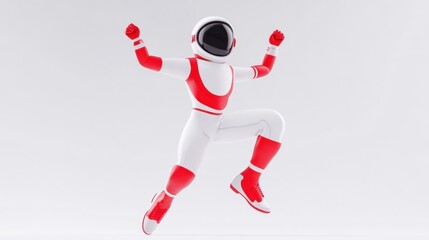 Leinwandbilder - A joyful astronaut character in a dynamic pose, emphasizing fun and exploration.