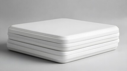 Wall Mural - stacked white square boxes on gray background.