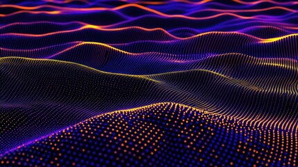 Aufkleber - Abstract digital waves in vibrant colors create a mesmerizing visual effect.