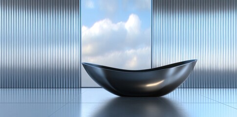 Leinwandbilder - A sleek, modern bowl design in a minimalist interior with a view of the sky.