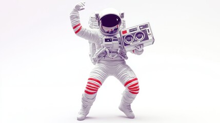 Poster - An astronaut dancing with a boombox, showcasing a playful blend of space and music culture.