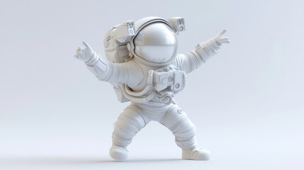 Poster - A stylized white astronaut figure striking a playful pose against a simple background.