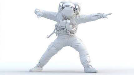 Aufkleber - A stylized astronaut in a dynamic pose against a white background.