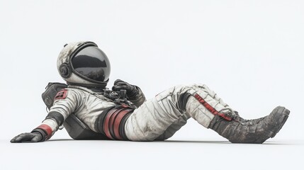 Aufkleber - An astronaut in a spacesuit reclines against a white background, suggesting exploration and solitude.
