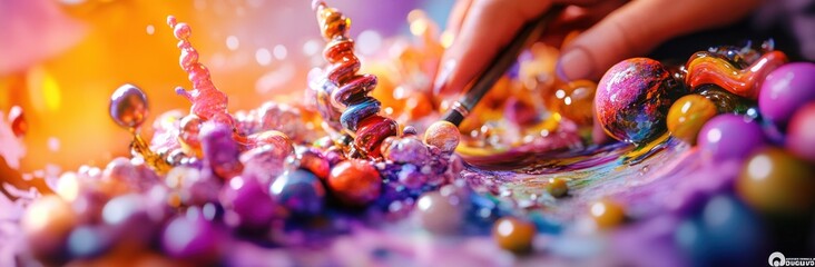 Poster - A vibrant, artistic arrangement of colorful spheres and structures, showcasing creativity and detail.