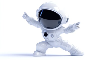 Poster - A playful astronaut figure striking a dynamic pose against a white background.