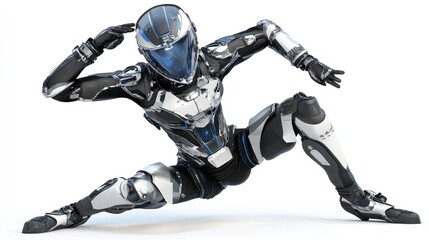 Poster - A futuristic humanoid robot in a dynamic pose, showcasing advanced design and technology.