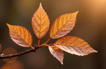 Wall Mural - Background from leaves close-up in Color of the year, 2025, mocha mousse,. Color of the year 
