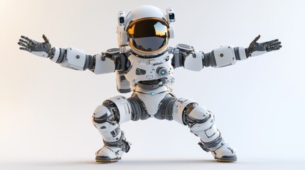 Leinwandbilder - A futuristic robot astronaut in a dynamic pose, showcasing advanced technology and design.