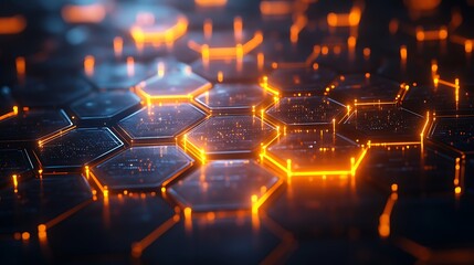 Wall Mural - futuristic technology blends illuminated patterns with digital interfaces in a tunnel image