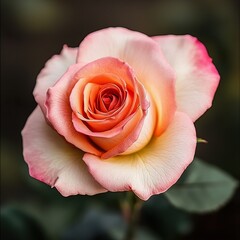 Wall Mural - Close-up of a Peach and Cream Rose in Bloom