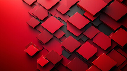 Wall Mural - red background with geometric squares and rectangular blocks, forming an abstract pattern, represent